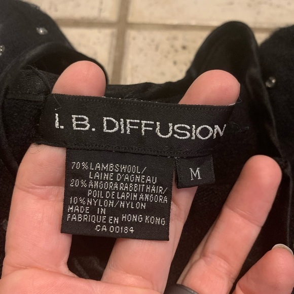 Vintage I. B. Diffusion Black Angora Wool Blend Knit Maxi Dress Rhinestone Sz M - Picture 5 of 7
